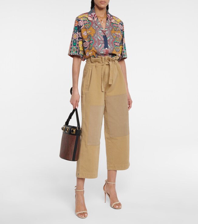 Etro High-rise wide-leg cotton cargo pants