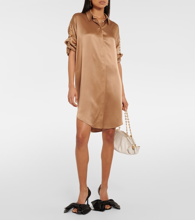 Loewe Chain-detail silk satin shirt dress