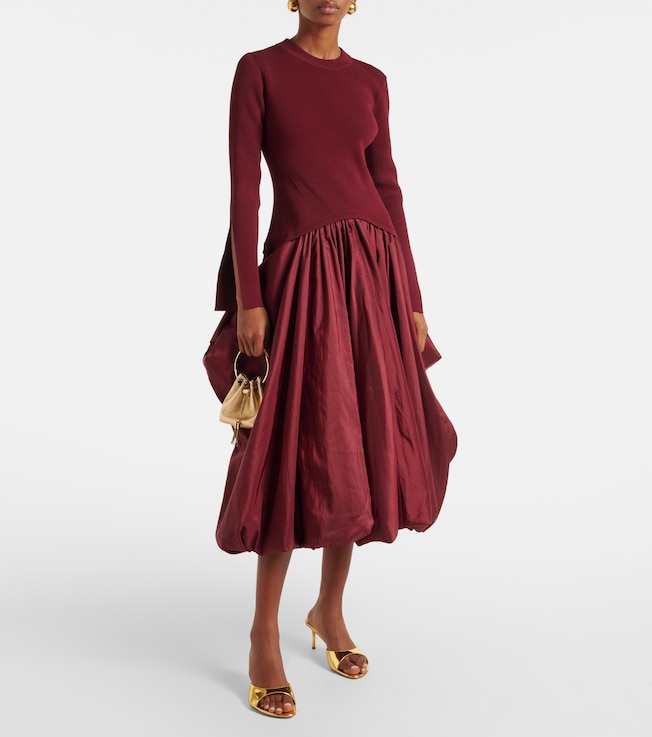 SIMKHAI Kenlie satin and jersey midi dress