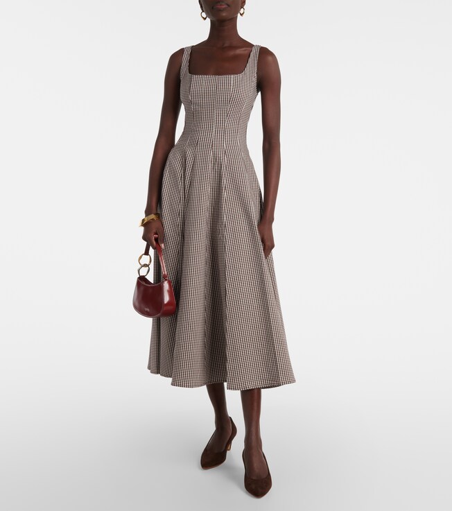 Staud Wells checked midi dress