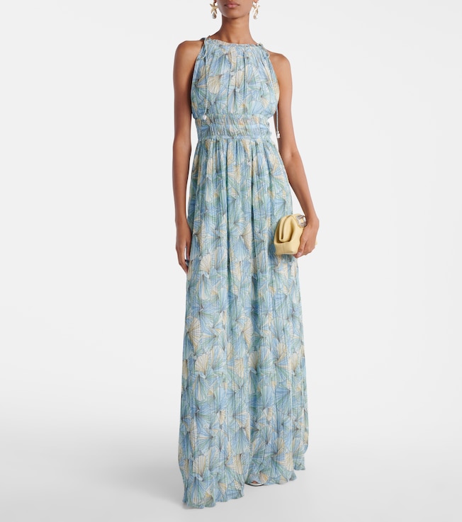Veronica Beard Yardley floral pleated chiffon gown