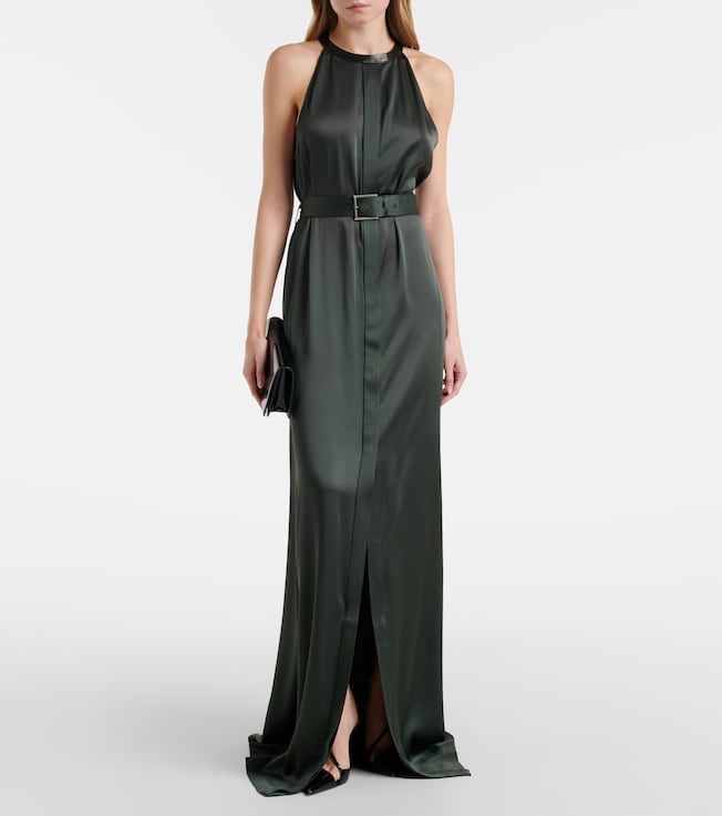 Tom Ford Belted satin crêpe halterneck gown