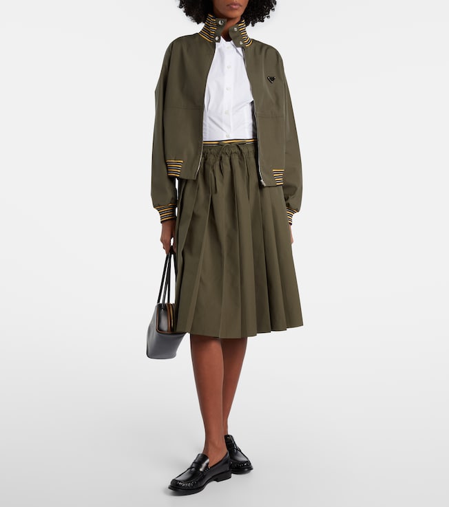 Prada Pleated poplin midi skirt