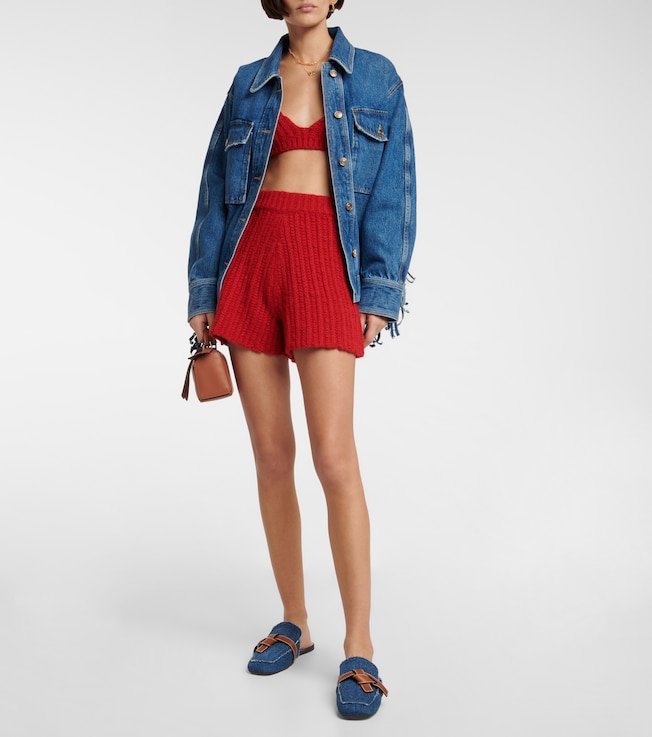 Alanui Ribbed-knit alpaca-blend shorts
