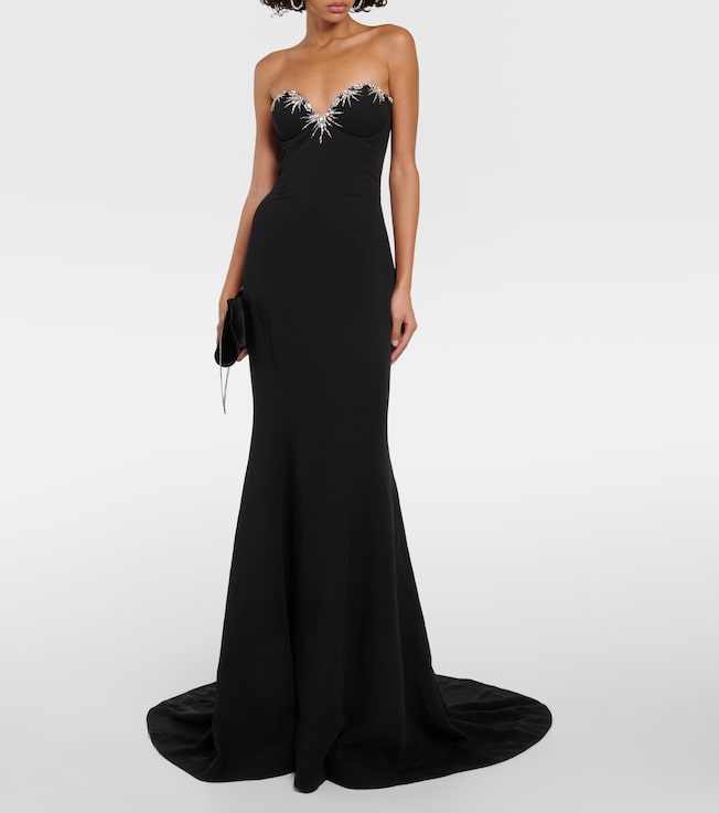 Miss Sohee Strapless silk flared gown