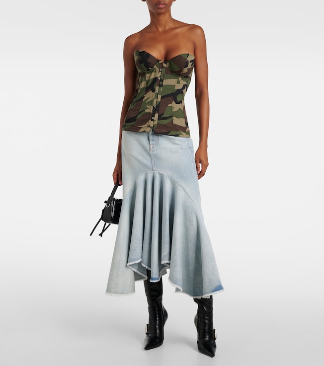 Vetements Godet denim midi skirt
