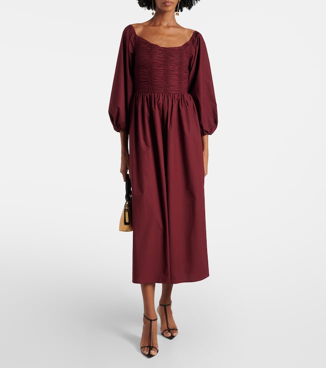 Faithfull Alma gathered cotton maxi dress