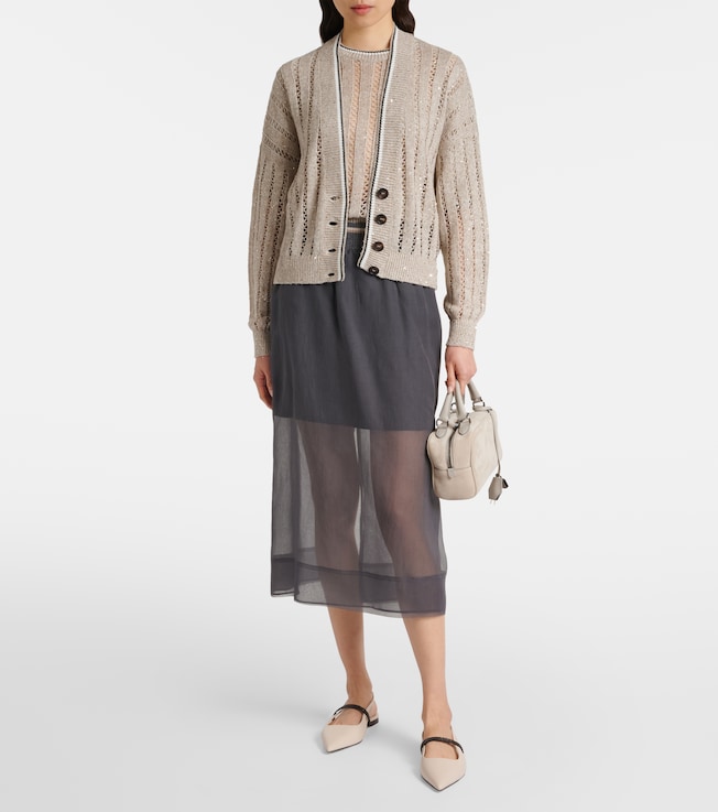 Brunello Cucinelli Striped linen-blend cardigan