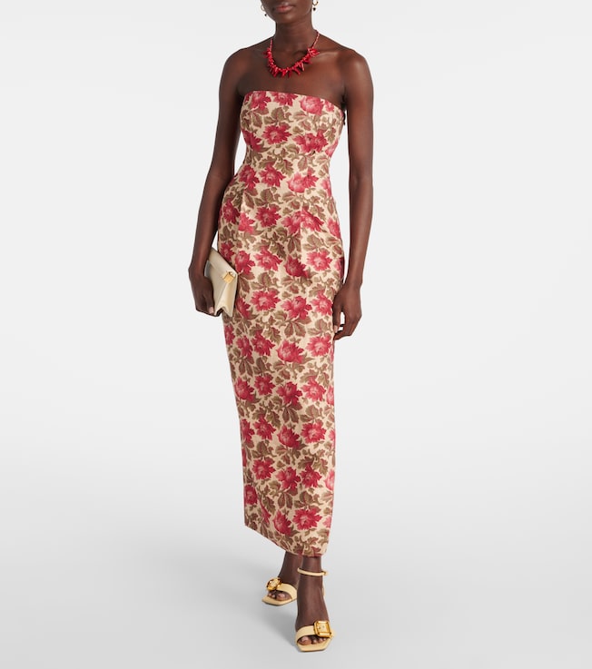 POSSE Posse Rosalie floral linen bustier dress