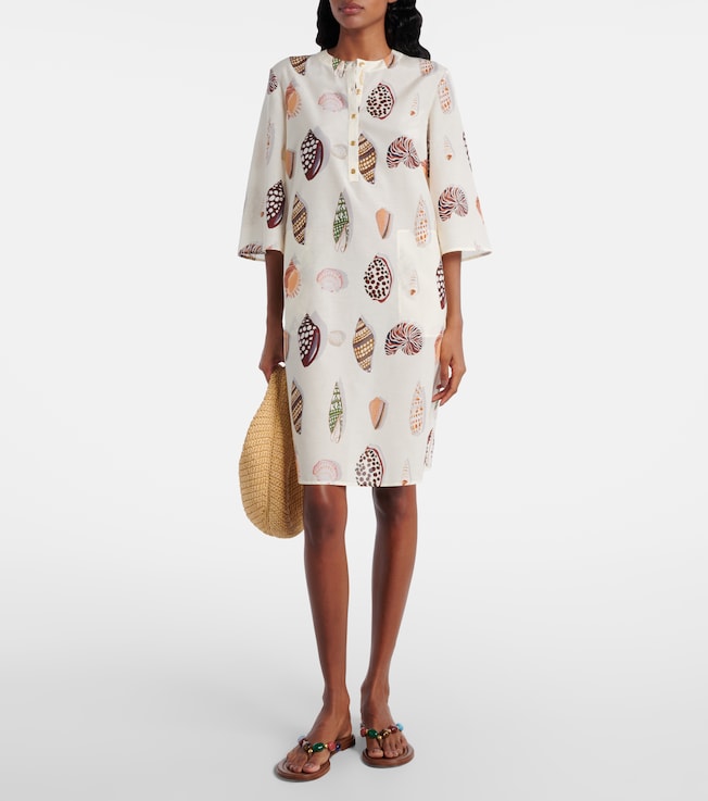 Eres Creme printed coton and silk minidress