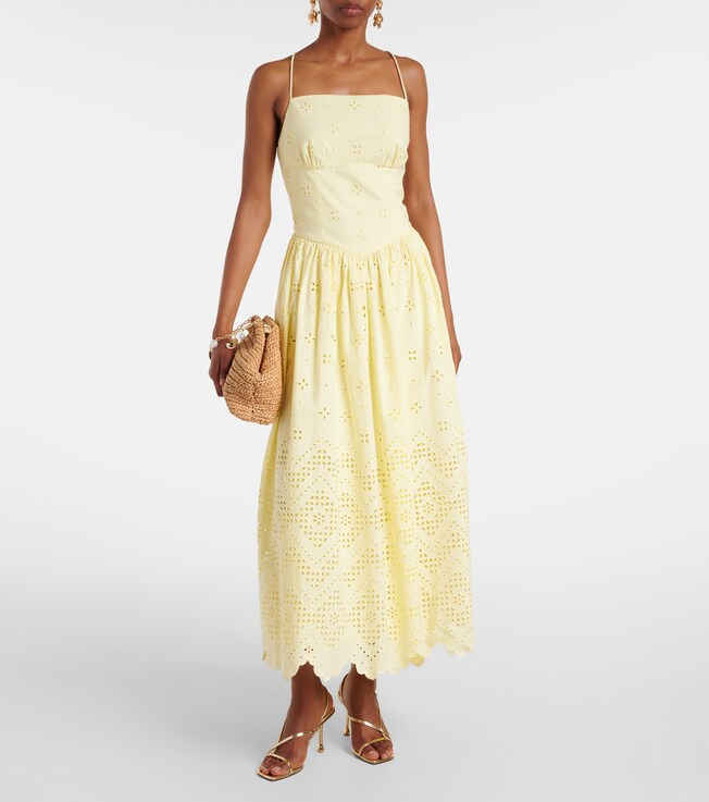 self-portrait Broderie anglaise cotton midi dress