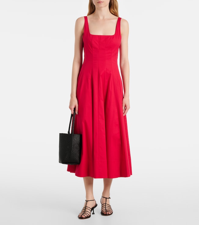 Staud Wells cotton poplin midi dress