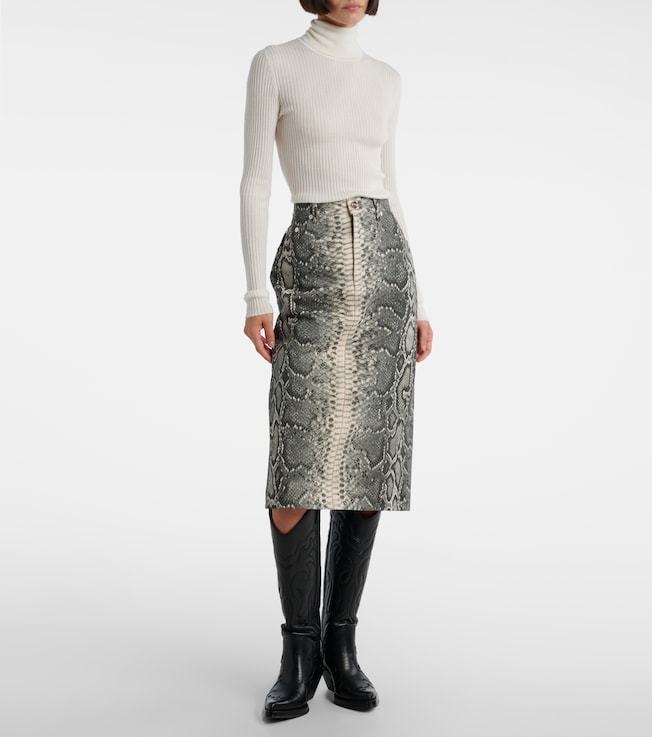 Gabriela Hearst Adelaide snake-print cotton midi skirt
