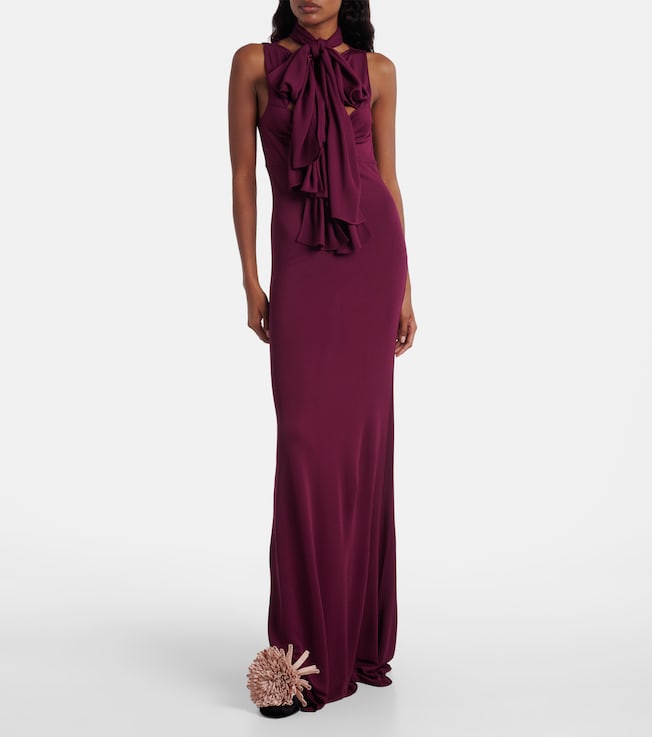 Alaïa Bow-detail halterneck jersey gown