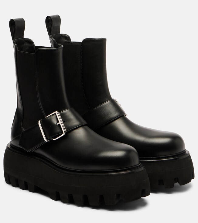 McQueen Sofa Buckle leather ankle boots