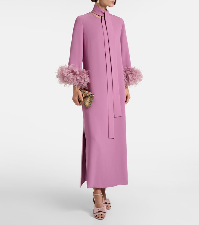 Valentino Cady Couture feather-trimmed maxi dress