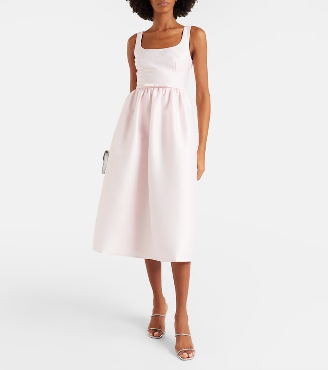 self-portrait Belted taffeta midi dress