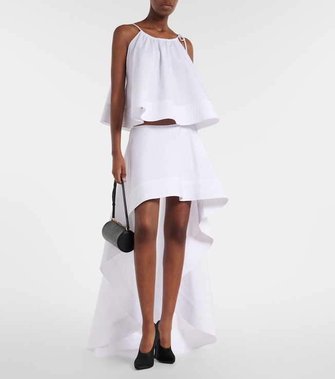 Stella McCartney Asymmetric ruffled cotton poplin miniskirt