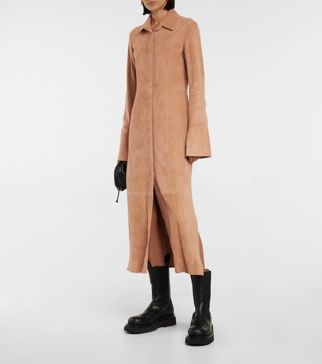 JOSEPH Casia suede and leather maxi dress
