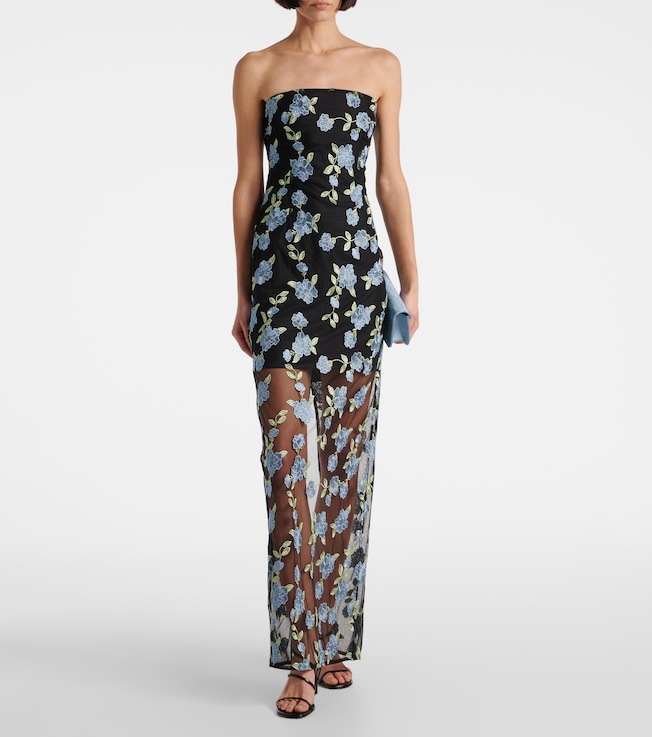 Rotate Floral mesh tube dress