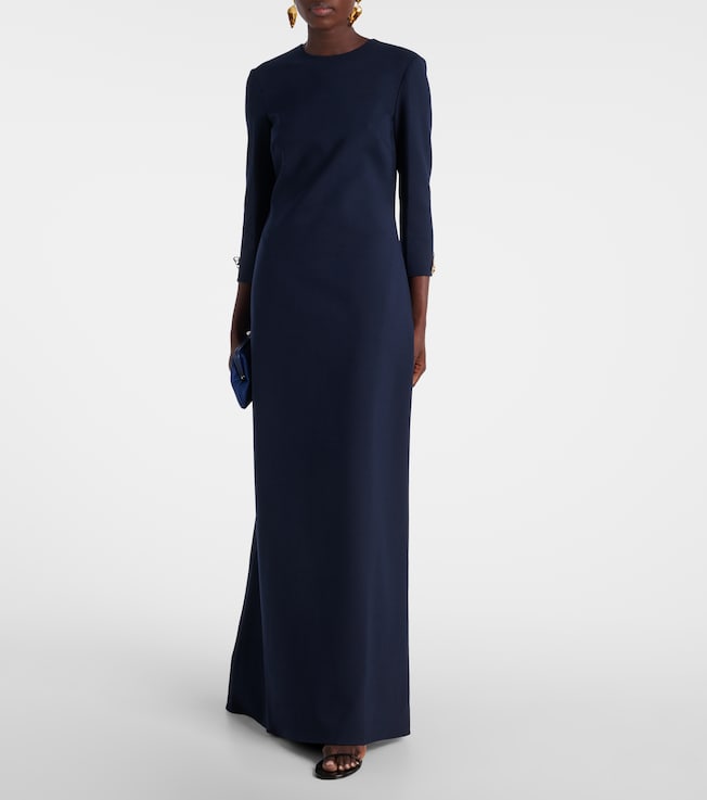 Oscar de la Renta Embellished open-back wool-blend kaftan