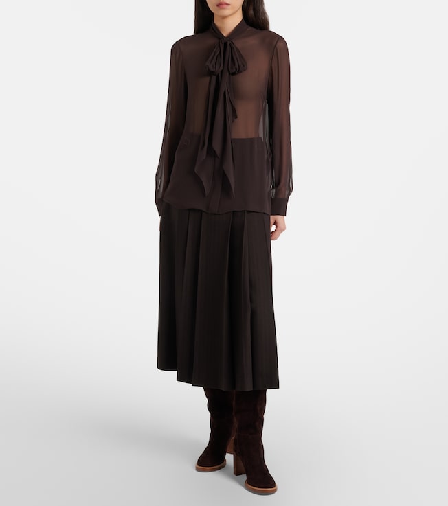 Gabriela Hearst Wesley pleated wool midi skirt