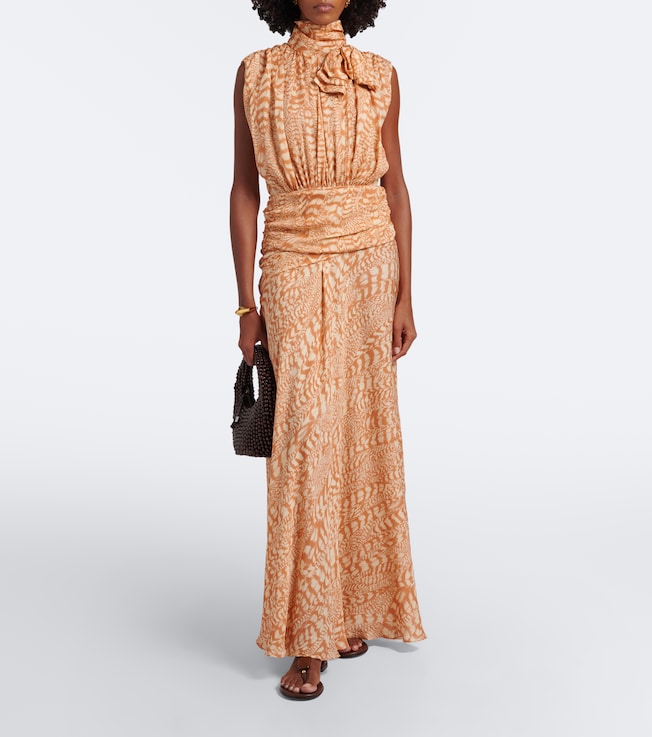 Johanna Ortiz Printed draped silk cocktail dress