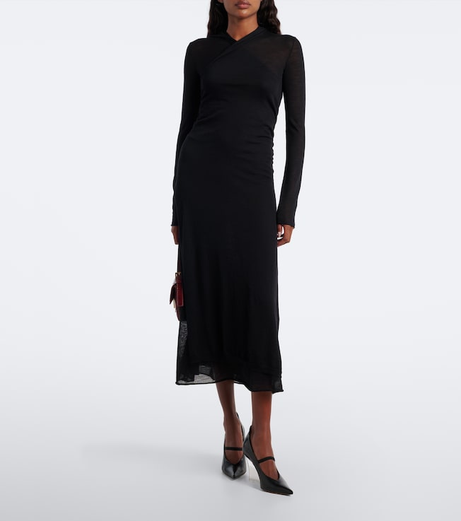 Fendi Hooded wool midi dress