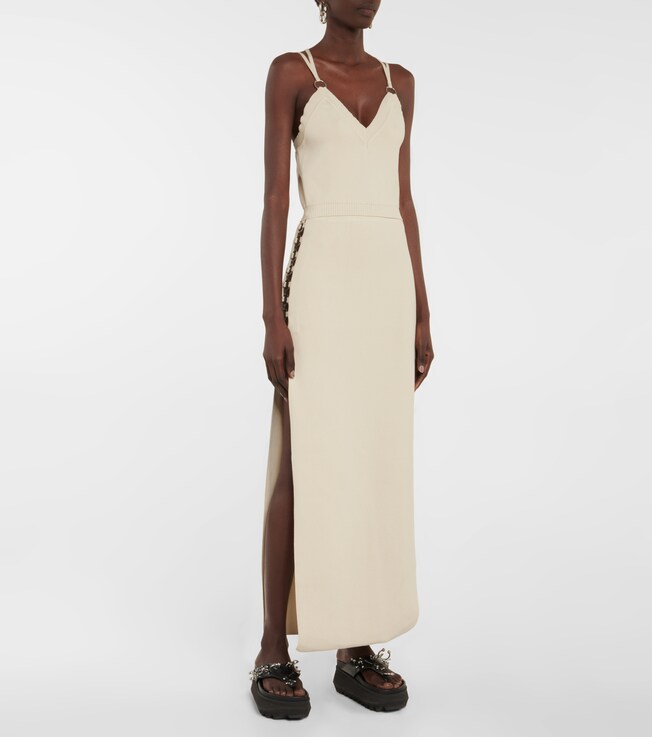Rabanne Embellished knit midi dress