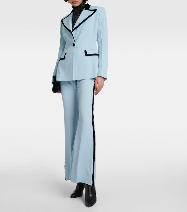 Nina Ricci Velvet-trimmed cady flared pants