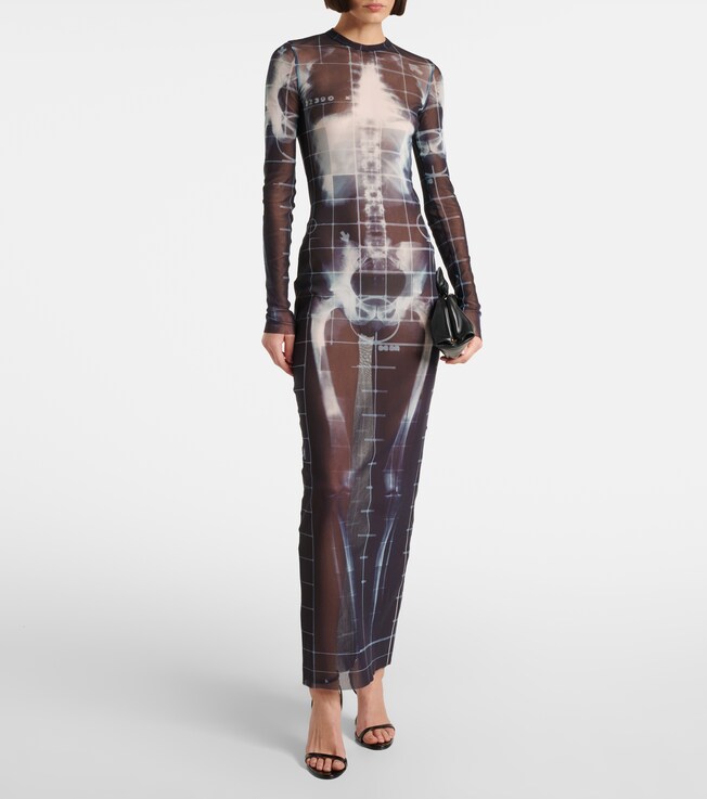Jean Paul Gaultier Squeletor sheer tulle maxi dress