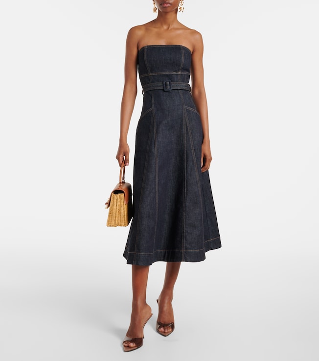self-portrait Belted strapless midi dress