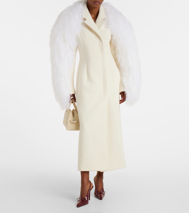 Jacquemus Boa shearling-trimmed virgin wool coat