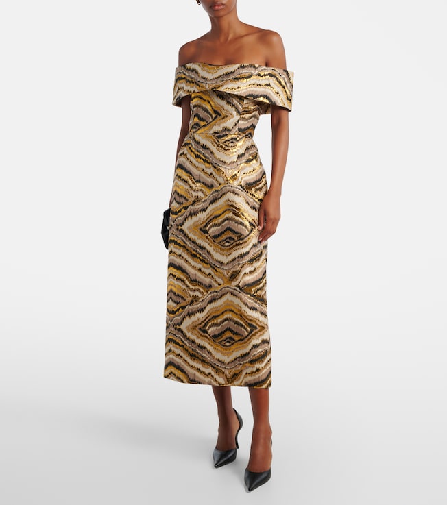 Markarian Gloria off-shoulder jacquard midi dress
