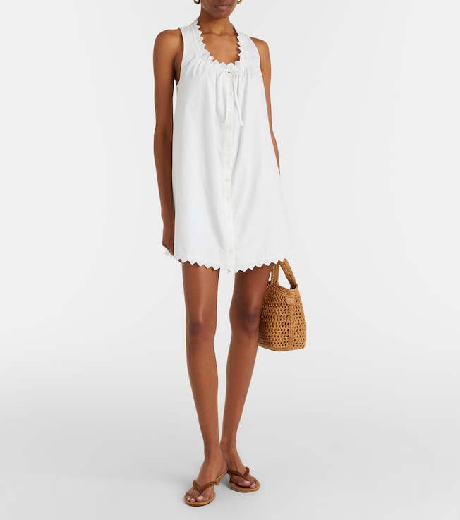 FRAME Scalloped cotton poplin shirt dress