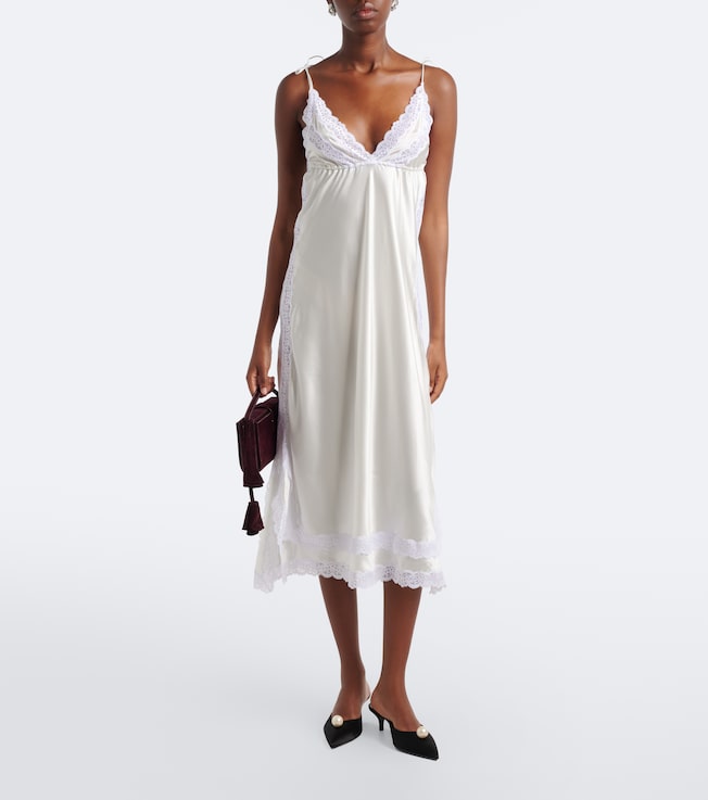 Magda Butrym Lace-trimmed silk satin slip dress