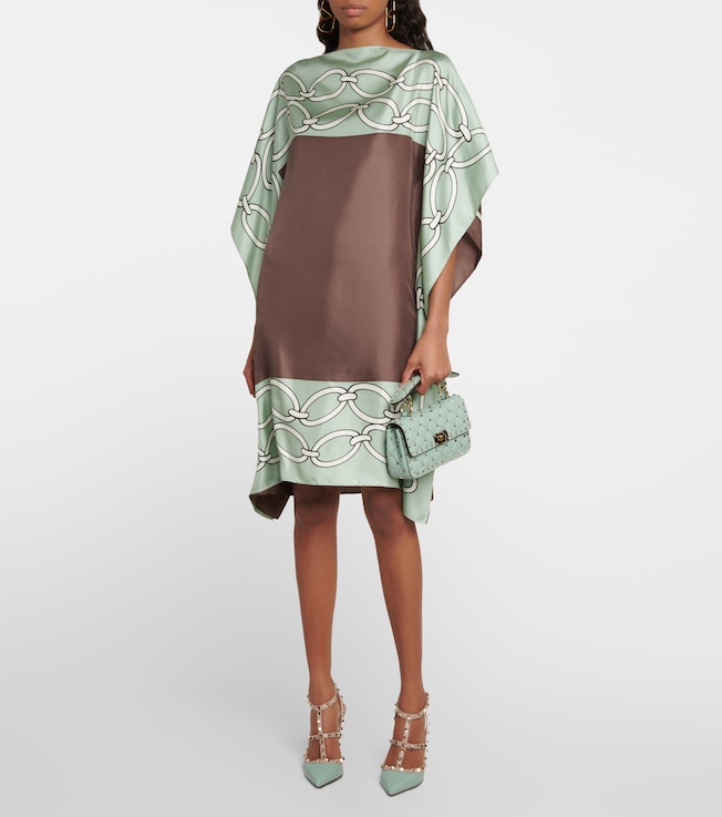 Valentino Chain-print silk kaftan dress