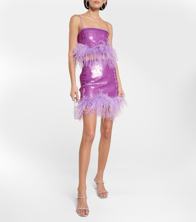 GIUSEPPE DI MORABITO Feather-trimmed sequined miniskirt