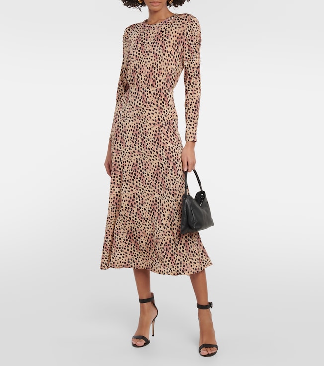 RIXO Cerise leopard-print midi dress