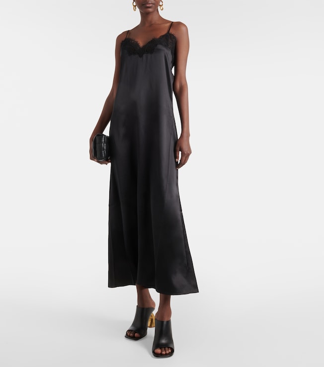 CO Lace-trimmed silk satin slip dress