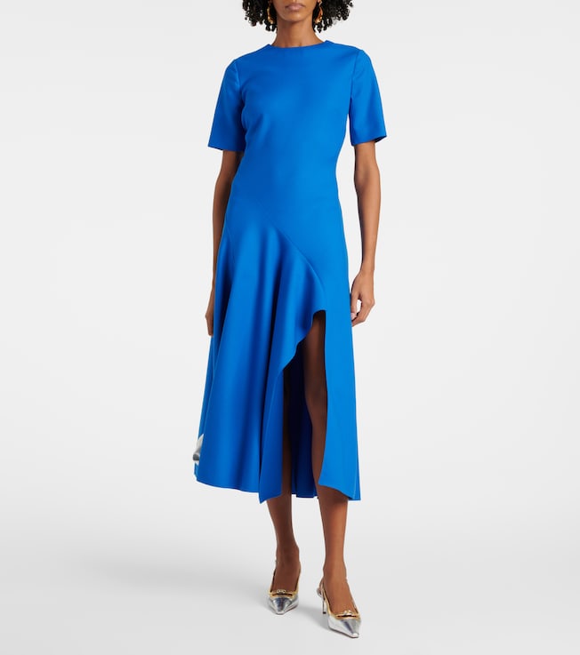 Oscar de la Renta Draped wool-blend midi dress