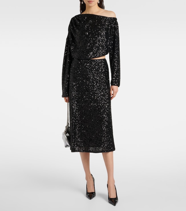 Diane von Furstenberg Araminta sequined high-rise midi skirt