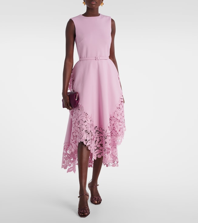 Oscar de la Renta Wool-blend and lace cocktail dress