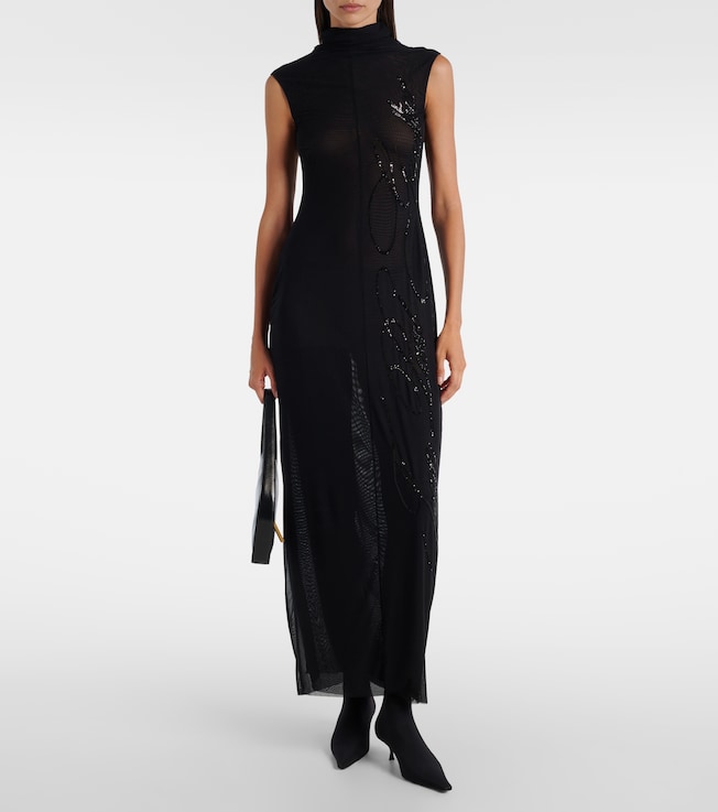 Jean Paul Gaultier Sequined mesh maxi dress