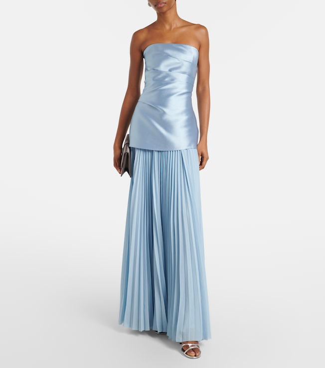 Solace London Claudette satin-trimmed bustier gown