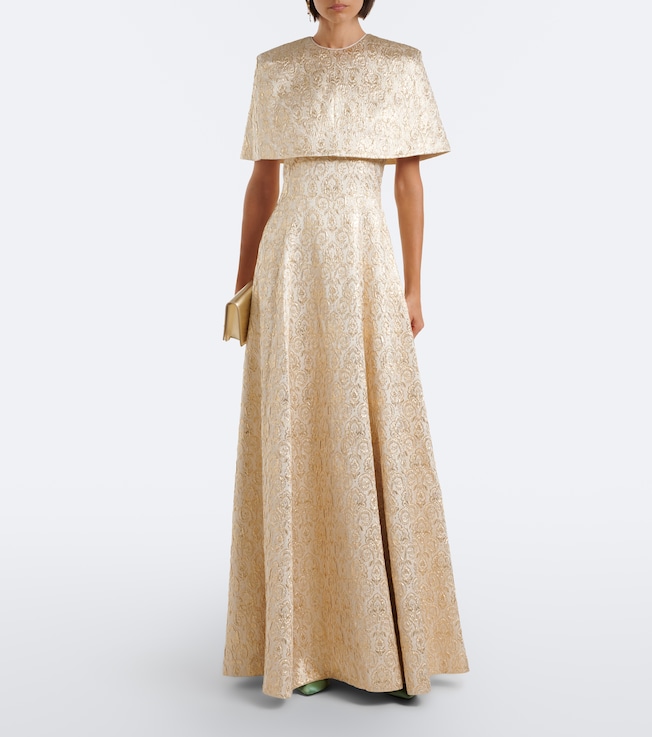 Emilia Wickstead Lucretia caped floral jacquard gown