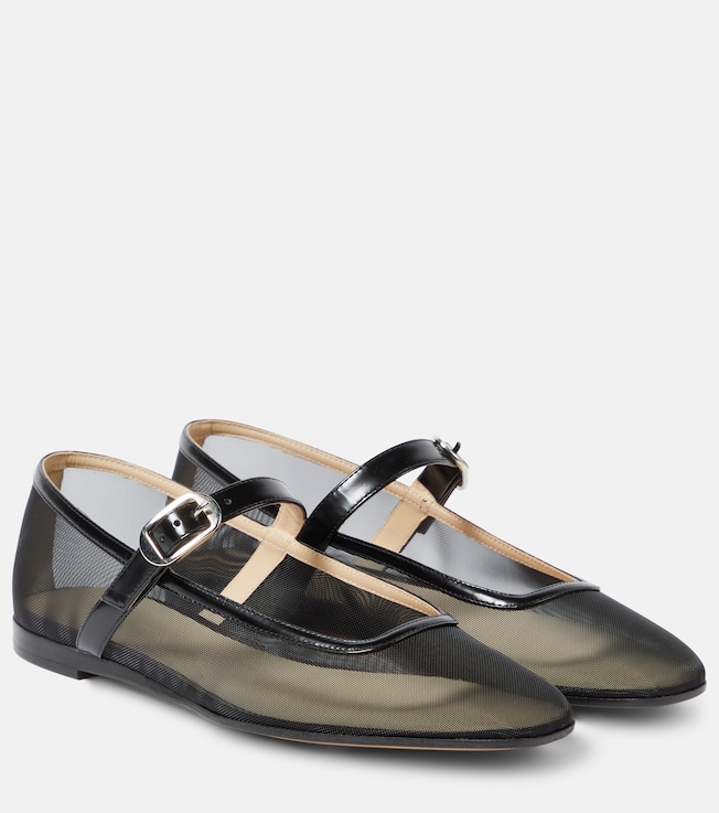 LE MONDE BERYL Patent leather-trimmed mesh flats
