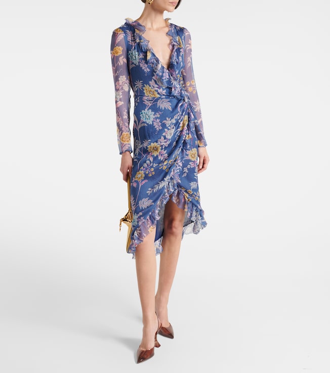 Etro Floral silk wrap dress