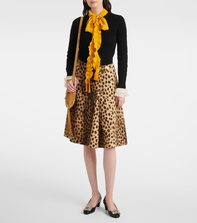 Valentino Leopard-print wool midi skirt