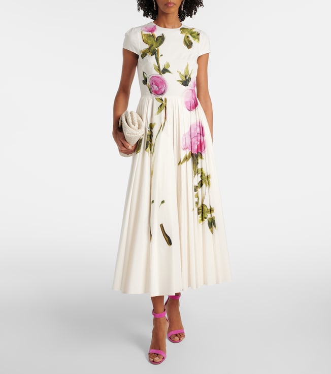 Oscar de la Renta Floral cotton-blend poplin midi dress